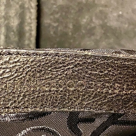 Francesco Biasi distressed black&gold leather purse with logo. - Picture 8 of 16